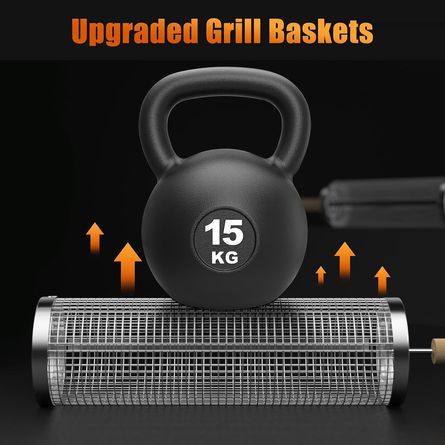Rolling Grilling Baskets for Outdoor Grill. 2 Pcs BBQ Grill Basket. Stainless Steel Barbeque Grill Accessories Set. Camping Picnic Cooking Tools for Vegetable/Shrimp/Chicken. Gifts for Men Dad Husband - Image 7
