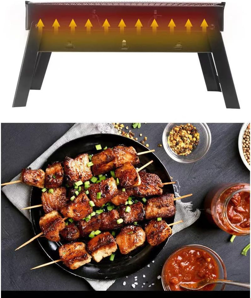 Folding Portable Barbecue Charcoal Grill. Barbecue Desk Tabletop Outdoor Stainless Steel Smoker BBQ for Outdoor Cooking Camping Picnics Beach - Image 3