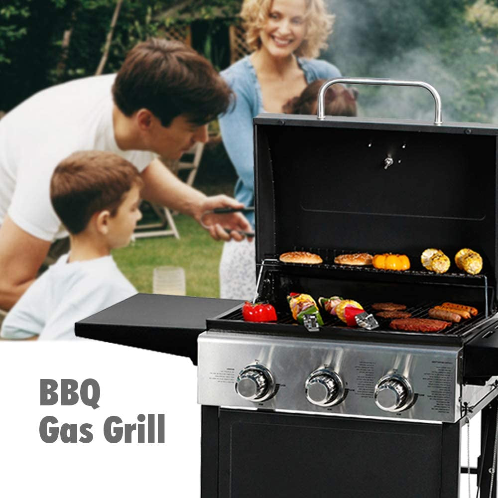 MASTER COOK 3 Burner BBQ Propane Gas Grill. Stainless Steel 30.000 BTU Patio Garden Barbecue Grill with Two Foldable Shelves - Image 6