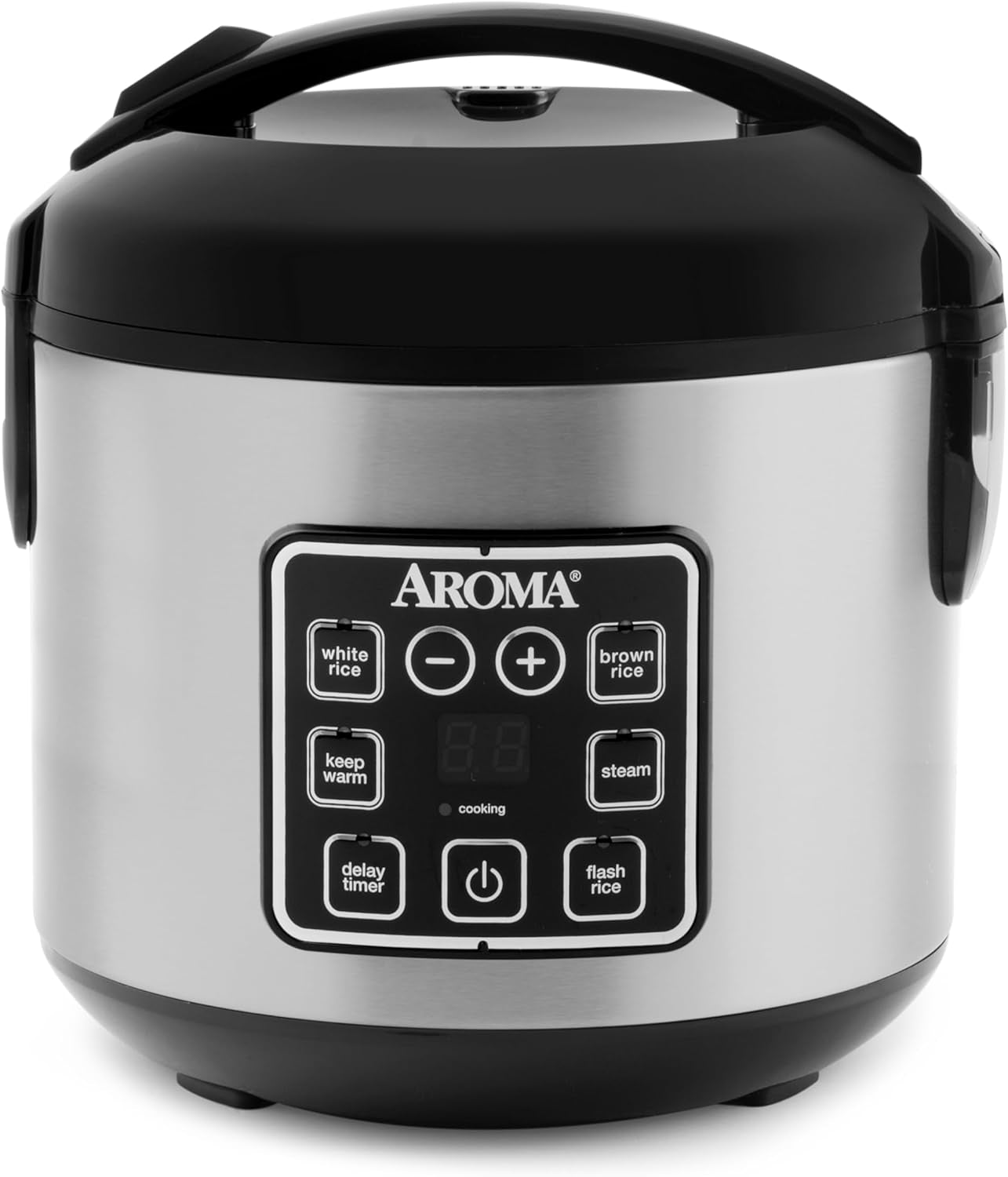 AROMA Digital Rice Cooker. 4-Cup (Uncooked) / 8-Cup (Cooked). Steamer. Grain Cooker. Multicooker. 2 Qt. Stainless Steel Exterior. ARC-914SBD
