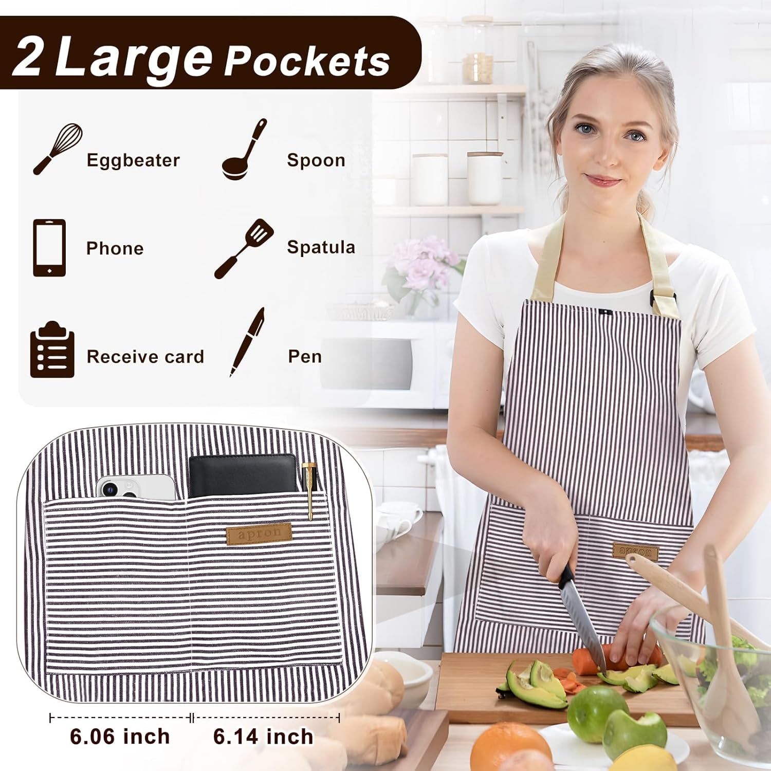 2 Pack Apron. Aprons for Women with Pockets. Cooking Aprons for Women. Kitchen Aprons. Aprons for Cooking - Image 2