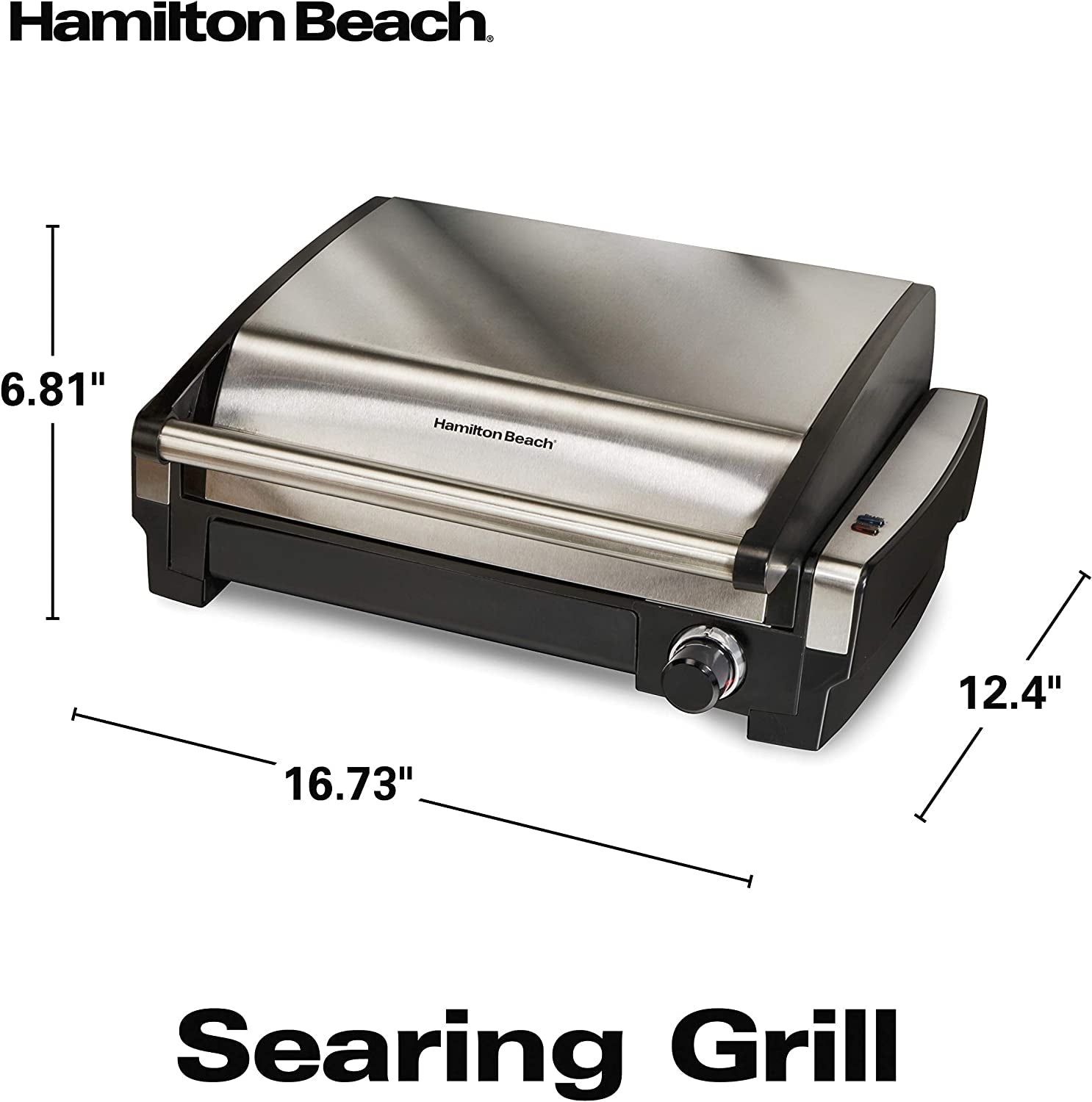Electric Indoor Searing Grill with Adjustable Temperature Control to 450F. Removable Nonstick Grate. 118 Sq. In. Surface Serves 6. Stainless Steel - Image 8