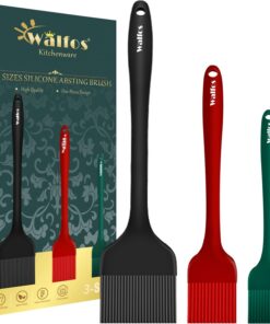 Walfos 3 Size Basting Brush (Extra Large. Large and Small). Silicone Pastry Brushes for Barbecue. Baking. Desserts. Cooking Brush for Kitchen - Strong Stainless Steel Core