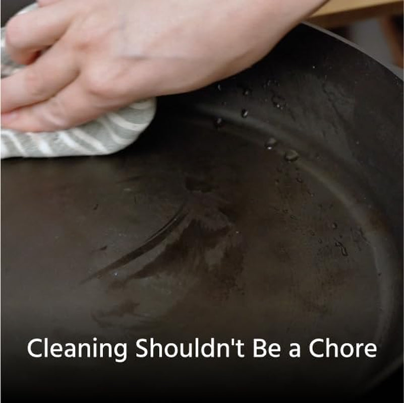 12 Inch Lightweight Pre-Seasoned Cast Iron Griddle with Cleaning Kit - Smooth Polished Surface. Easy to Clean Cast Iron Skillets Use in the Oven. on the Stove or Grill. over a Campfire - Image 5