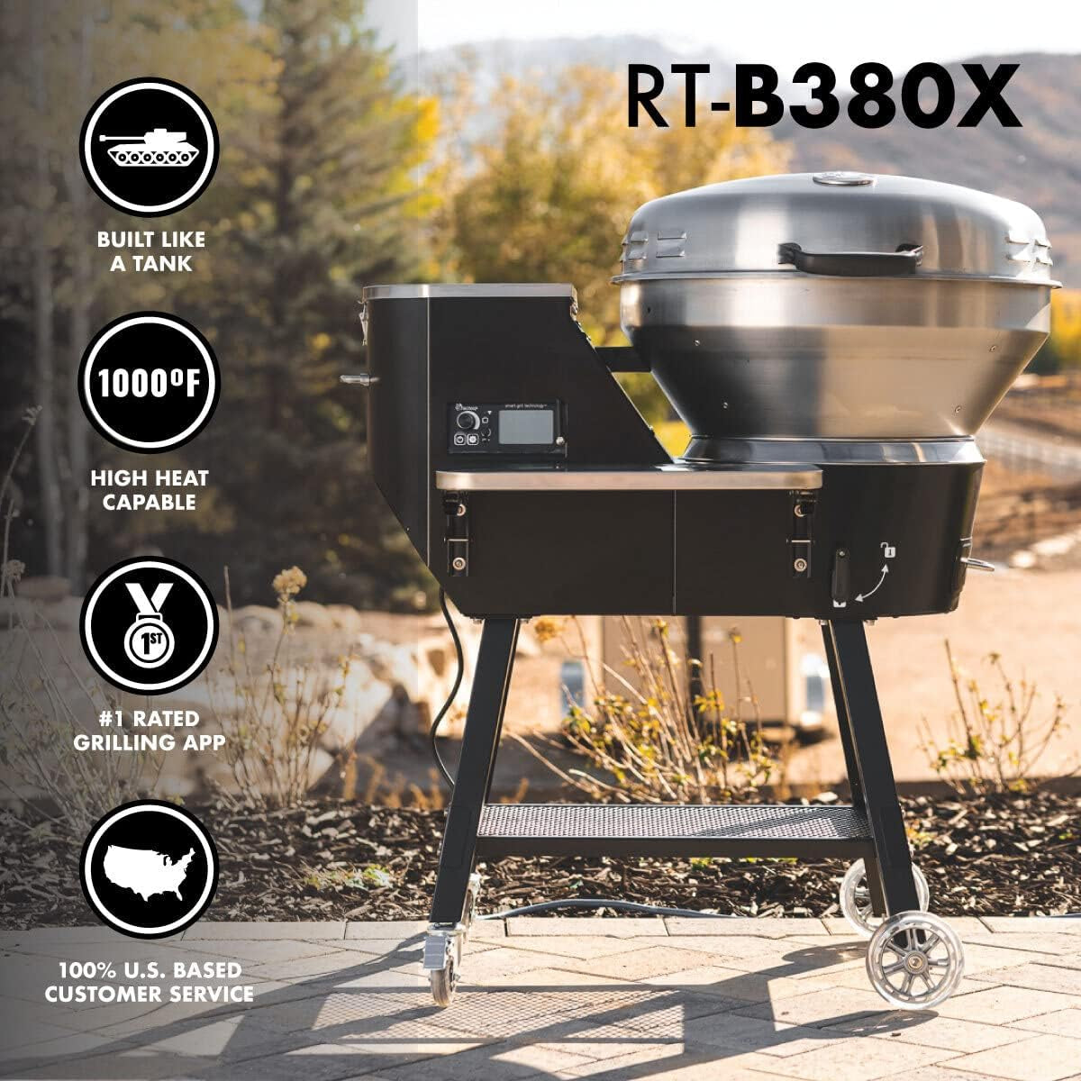 Recteq Pellet Grill RT-B380X Bullseye Deluxe. Wifi Enabled Electric Pellet Smoker Grill. Wood Pellets. BBQ Outdoor. Smoke. Sear. and More - Image 2