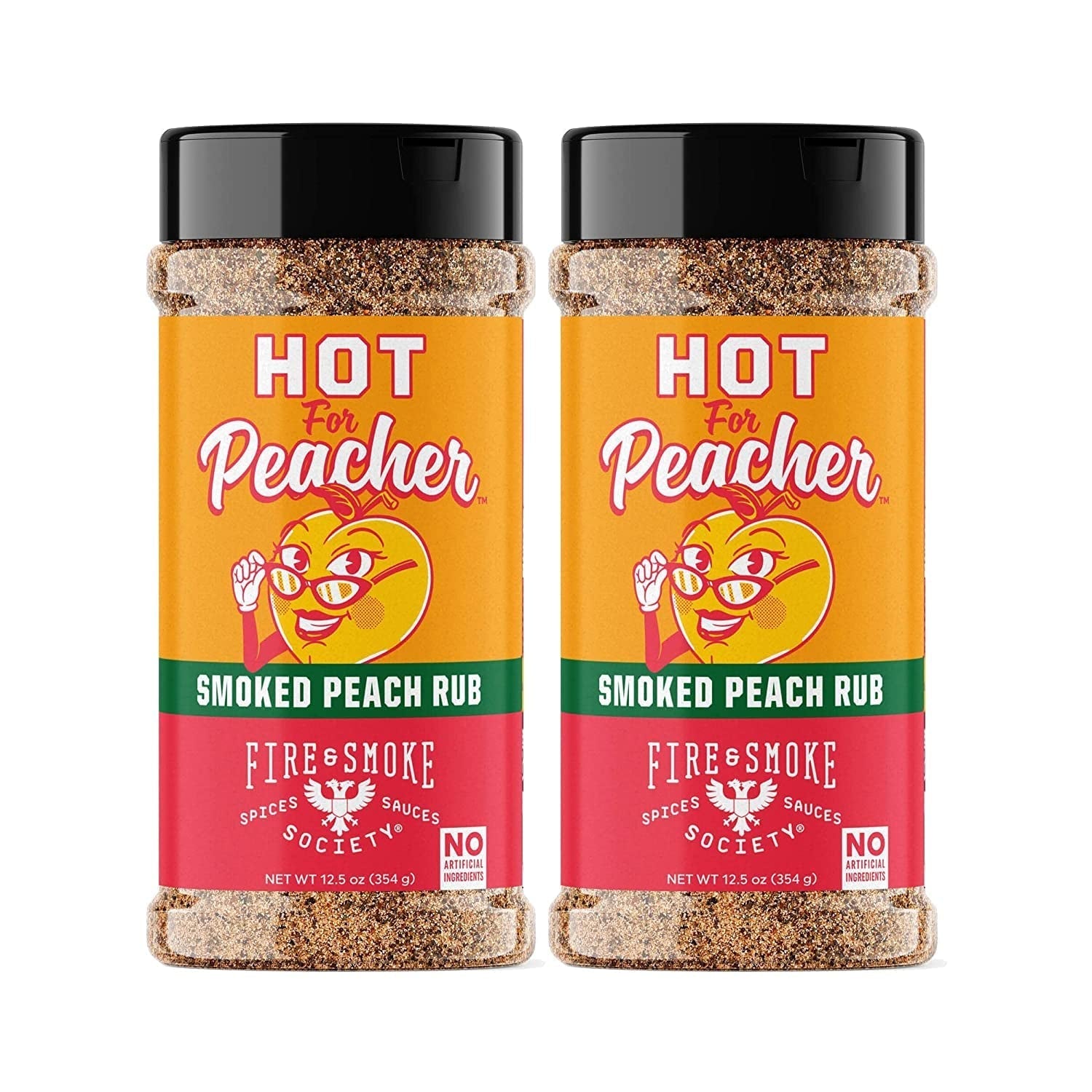 Fire & Smoke Society Hot for Peacher Smoked Peach BBQ Rub Seasoning for Smoking and Grilling Meat. Pork Ribs Chops. Poultry. Turkey. Burger. Chicken Wings. Barbecue Dry Rubs and Spices. 2-Pack