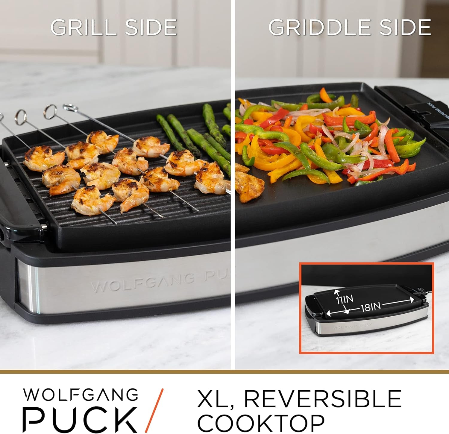 XL Reversible Grill Griddle. Oversized Removable Cooking Plate. Nonstick Coating. Dishwasher Safe. Heats up to 400ºf. Stay Cool Handles - Image 2