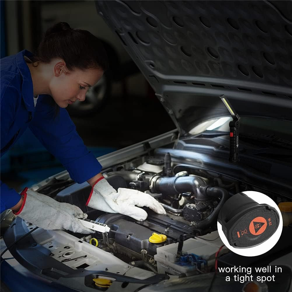 4 Pack Flashlights. LED Work Light. USB C Rechargeable Work Light with Magnetic Base and Hanging Hook. 360°Rotate 5 Modes Flashlights for Car Engines Repair. Emergency and All Tight Spots (4 Pack) - Image 2