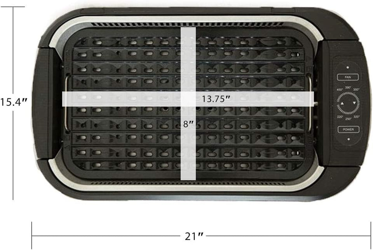 Power XL Smokeless Electric Indoor Removable Grill and Griddle Plates. Nonstick Cooking Surfaces. Glass Lid. 1500 Watt. 21X 15.4X 8.1. Black - Image 9