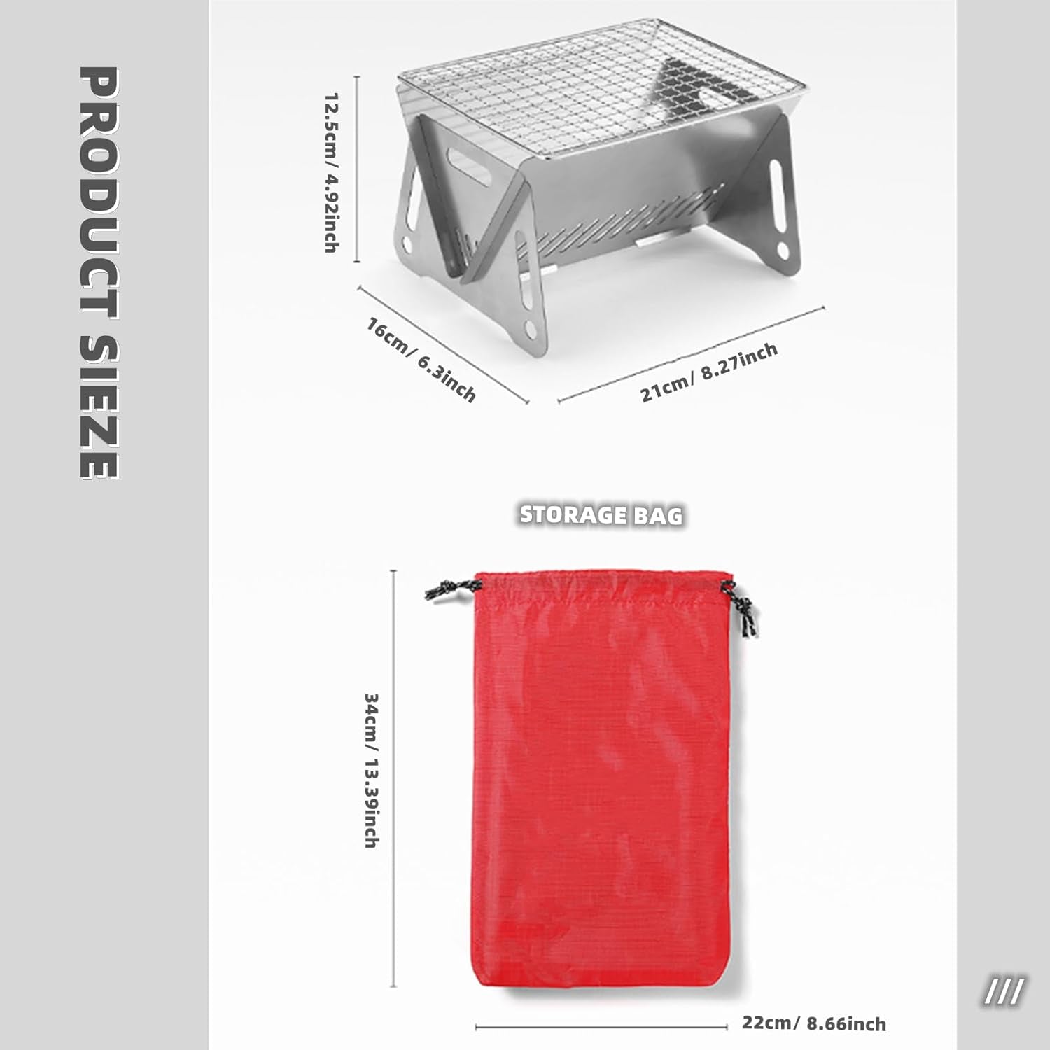 Portable Camping Grill Premium Stainless Steel Outdoor BBQ Grill for Camping Picnics Backyard Barbecues Assemblable Removable Stove with Grill Portable Folding Charcoal Grill - Image 7