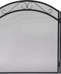 Sunnydaze Elegant Scrolling Design Steel 3-Panel Fireplace Screen with Black Powder-Coated Finish