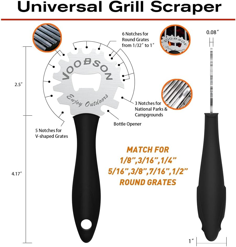 Grill Scraper Tool - Bristle Free Safe BBQ Cleaner with 1 Reusable Cleaning Gloves - Stainless Steel Heavy Duty Barbecue Brush Substitute Extended Handle & Bottle Opener Accessories - Image 3