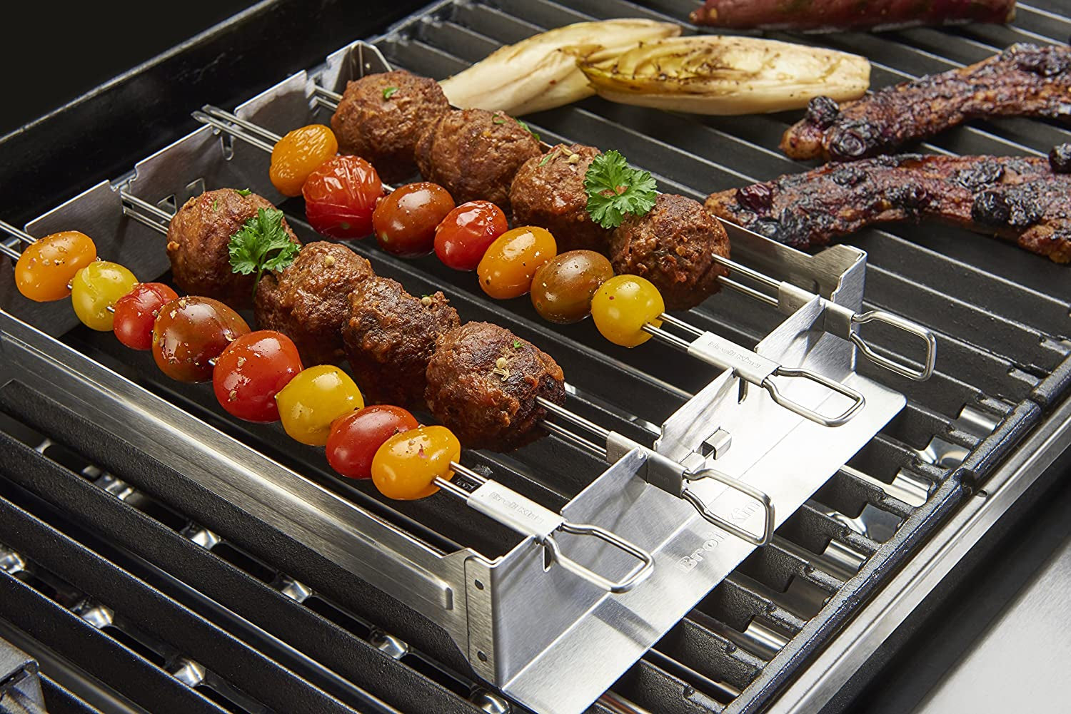 Broil King 69138 Narrow Kebab Rack. Set of 4-12-In / 30.5 Cm Skewers. Silver - Image 3