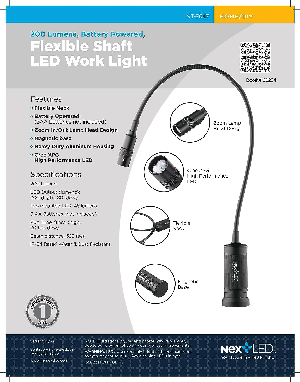 NT-7647 20-Inch Gooseneck Flashlight Cree LED with Magnetic Base. Flexible LED Light. Zoomable Lens. IP54 Rating Waterproof. Work Bench. Auto Repair. Grill Light. Inspection - Image 7