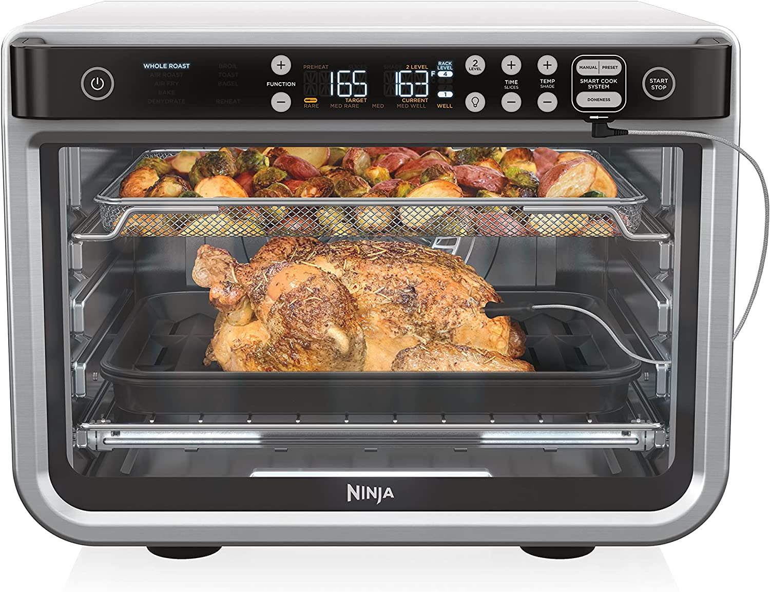 DT251 Foodi 10-In-1 Smart XL Air Fry Oven. Bake. Broil. Toast. Roast. Digital Toaster. Thermometer. True Surround Convection up to 450°F. Includes 6 Trays & Recipe Guide. Silver