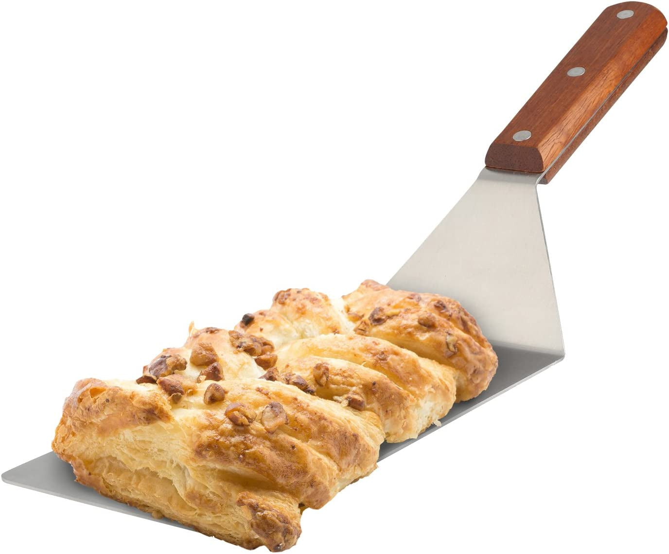 8 Extra-Large Sturdy Stainless Steel Spatula with Strong Wooden Handle – Professional Food Flipper Scraper for Grilling. Cooking. Baking for Your Home Kitchen and Restaurants - Image 4