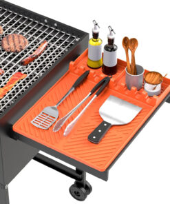 Silicone Grill Mat Compatible with Blackstone. Silicone Griddle Tools Mat with Drip Pad. Spatula Mat for Outdoor Grill Kitchen Counter (Orange)