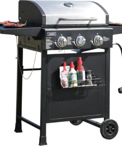 Grill Gas 3-Burner Propane Grill. Gas Grill with Front Hanging Basket. 30000 BTU Barbecue Grill. Grills Outdoor Cooking. Suitable for Backyard. Outdoor. Patio. Garden.Outside Grill.