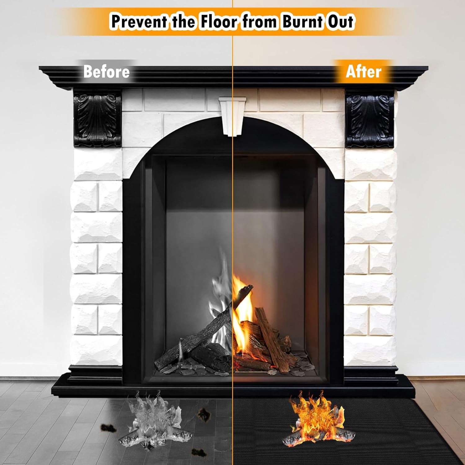 32X60 Indoor Fireplace Mat Fire Pit Mat.Under Grill Mat for Outdoor Grill Deck.Fire Resistant Floor Covering Protector.Oil-Proof Waterproof BBQ Fireproof Mat.Flame-Resistant Pad - Image 6