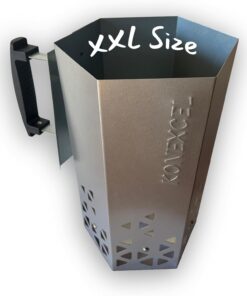 Heavy Duty Charcoal Chimney Starter. XXL Size. BBQ Chimney Starter for Charcoal Grill and Barbecues. Sturdy and Easy to Use BBQ Grill Tool for Rapid Fire Starter. Fire Starter Set (Steel)