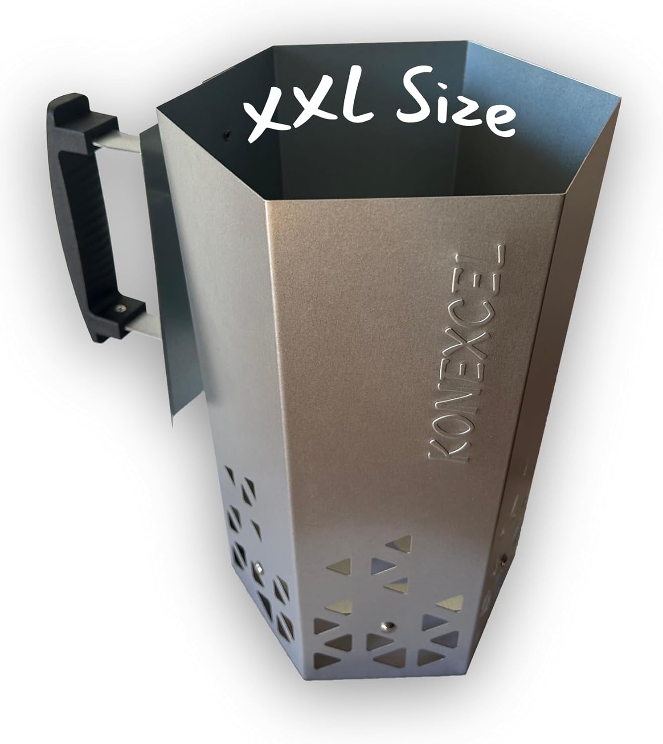 Heavy Duty Charcoal Chimney Starter. XXL Size. BBQ Chimney Starter for Charcoal Grill and Barbecues. Sturdy and Easy to Use BBQ Grill Tool for Rapid Fire Starter. Fire Starter Set (Steel)