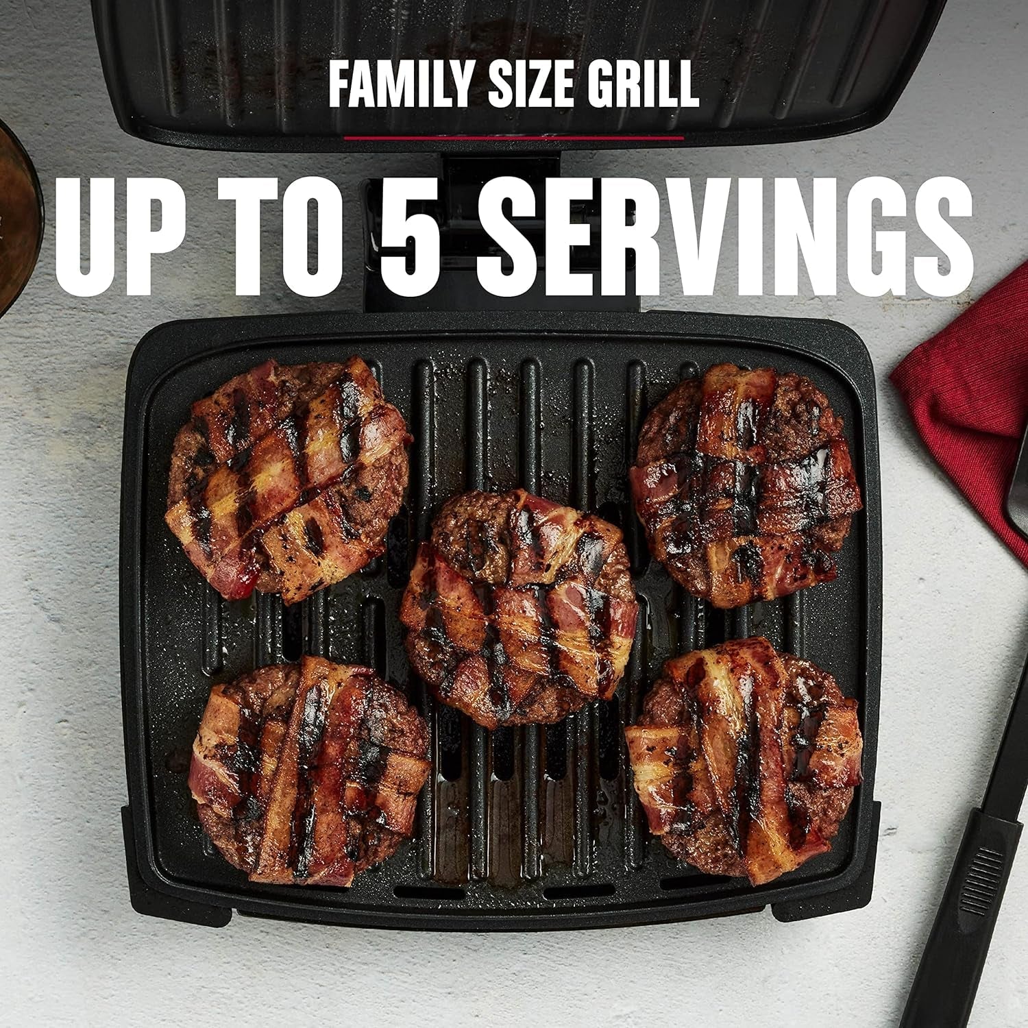 GEORGE FOREMAN® Contact Submersible™ Grill. 5-Serving Grill - Adjustable Temperature Control. Black Plates. Wash the Entire Grill - Image 7