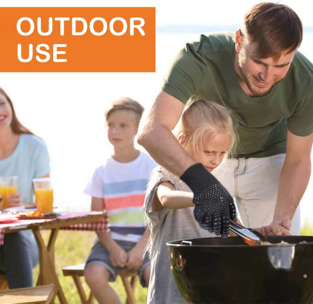 BBQ Grill Gloves. 1472°F Extreme Heat Resistant Grilling Gloves Non-Slip Oven Mitts Potholder. Perfect for Barbecue. Cooking. Baking. Fireplace. Smoker - 1 Pair (Black) - Image 5
