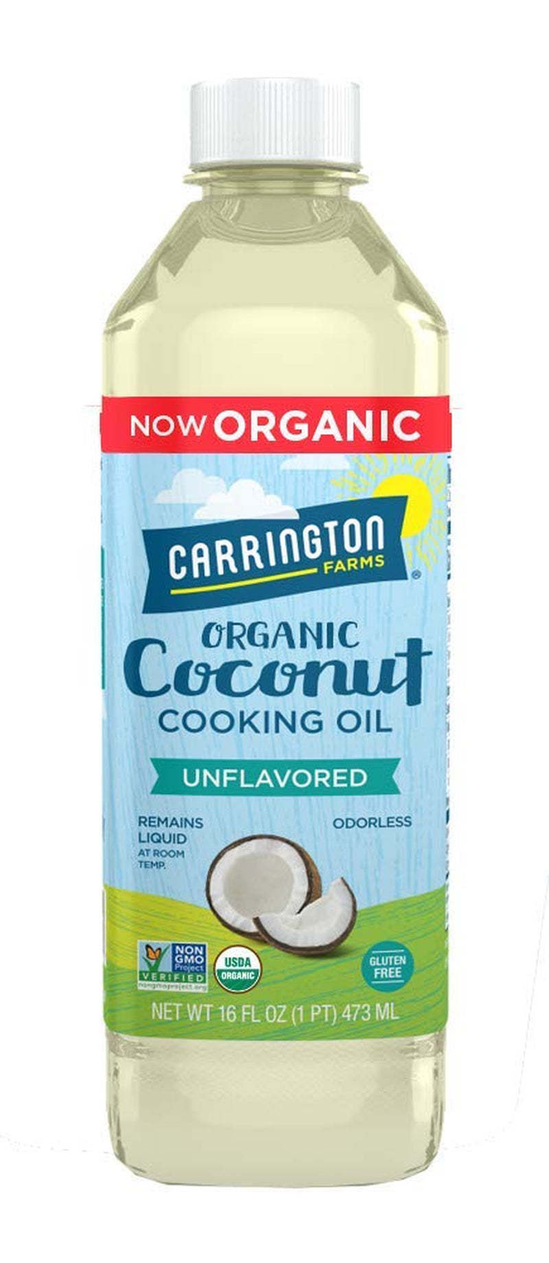 Carrington Farms Organic Liquid Coconut Oil - Gluten Free & Non-Gmo - Nutrient Dense Alternative for Baking & Cooking (16Oz)