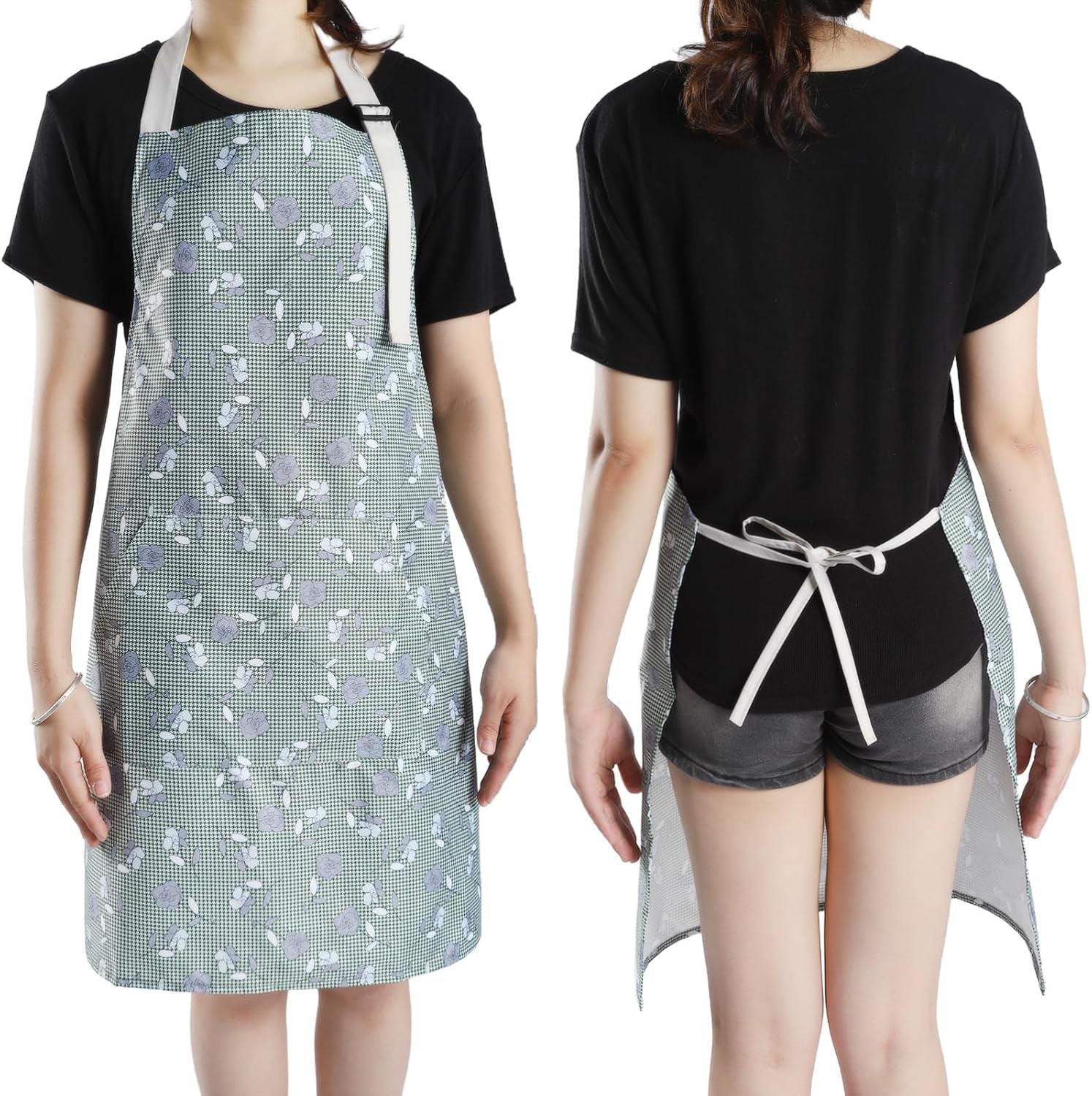 Apron for Women with Pockets. 3 Pcs Waterproof Floral Apron with Adjustable Neck Strap for Cooking. Baking. Gardening. Art Craft - Image 5