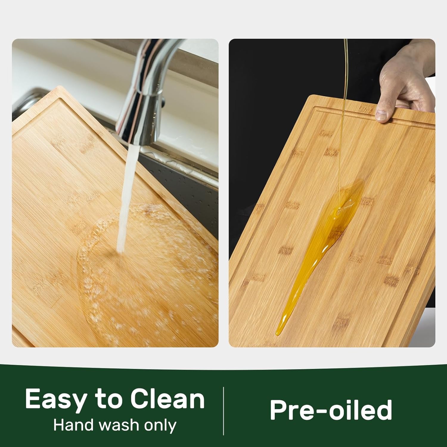 Bamboo Cutting Boards for Kitchen. Extra Large Wood Cutting Board with Deep Juice Groove and Handle Heavy Duty Chopping Board. Kikcoin. 17.6 X 12 - Image 5
