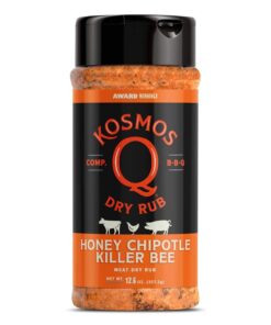 Kosmos Q Honey Chipotle Killer Bee BBQ Rub | Sweet & Spicy Blend | Great on Brisket. Steak. Chicken. Ribs & Pork | Best Barbecue Rub | Meat Seasoning & Spice Dry Rub | 12 Oz Shaker