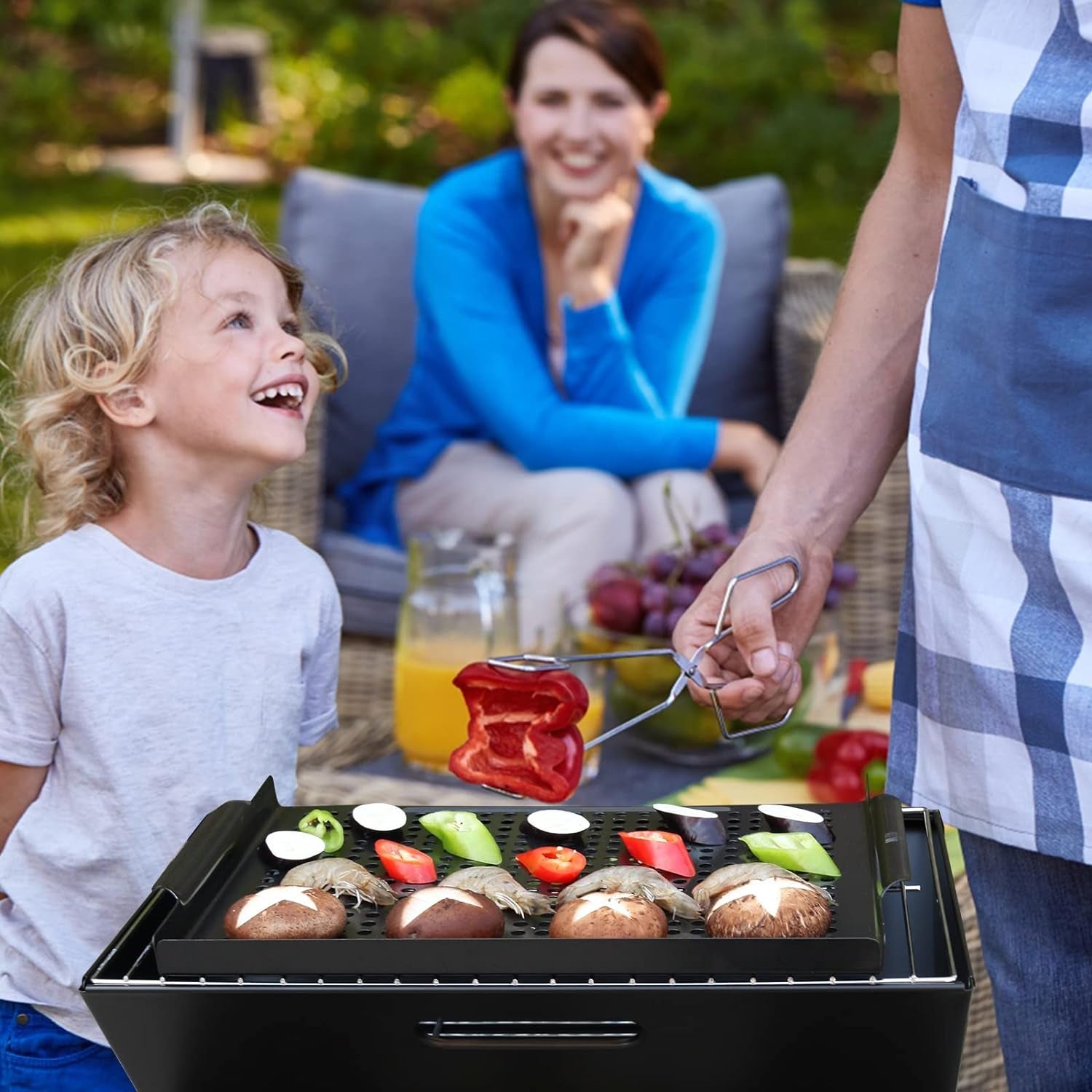 MEHE Vegetable Grill Basket.Nonstick Grilling Topper 14.6 X11.4 Thicken Grill Pan BBQ Accessory for Grilling Veggie. Fish. Shrimp. Meat. Camping Cookware - Image 6