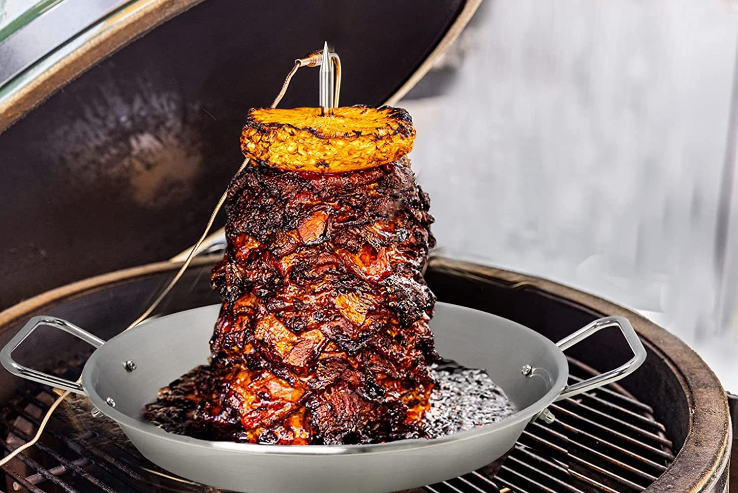 BBQ Vertical Skewer Al Pastor Skewer for Grill. Brazilian Skewers El Pastor Spit Hack.Great for Home Made Tacos Al Pastor. Shawarma. Brazilian Churrasco.Stainless Steel.With 8 Inch & 10 Inch Stick - Image 5
