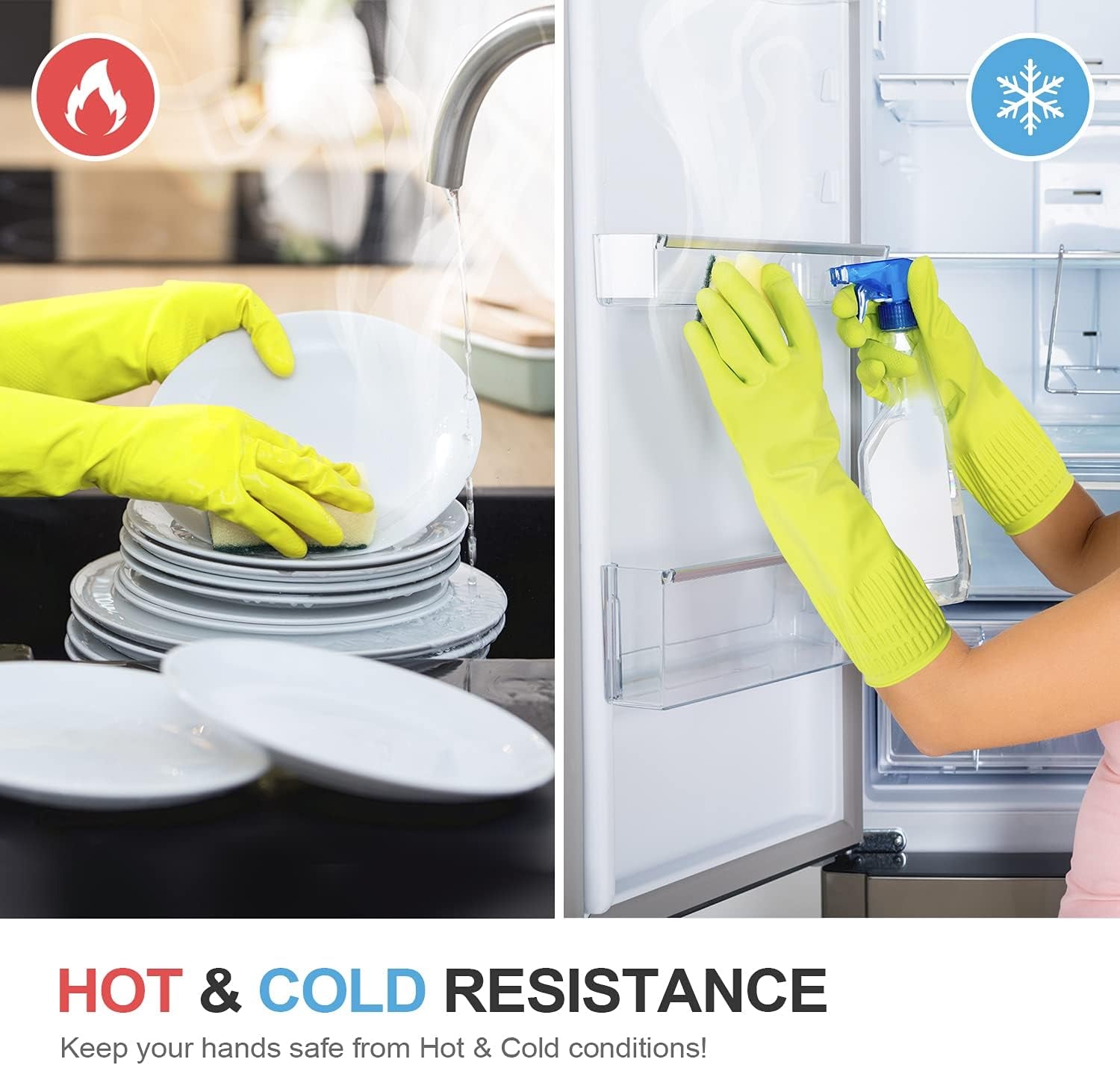 MAMISON Reusable Household Dishwashing Cleaning Rubber Gloves. Non-Slip Kitchen Glove (1 Pair) - Image 5