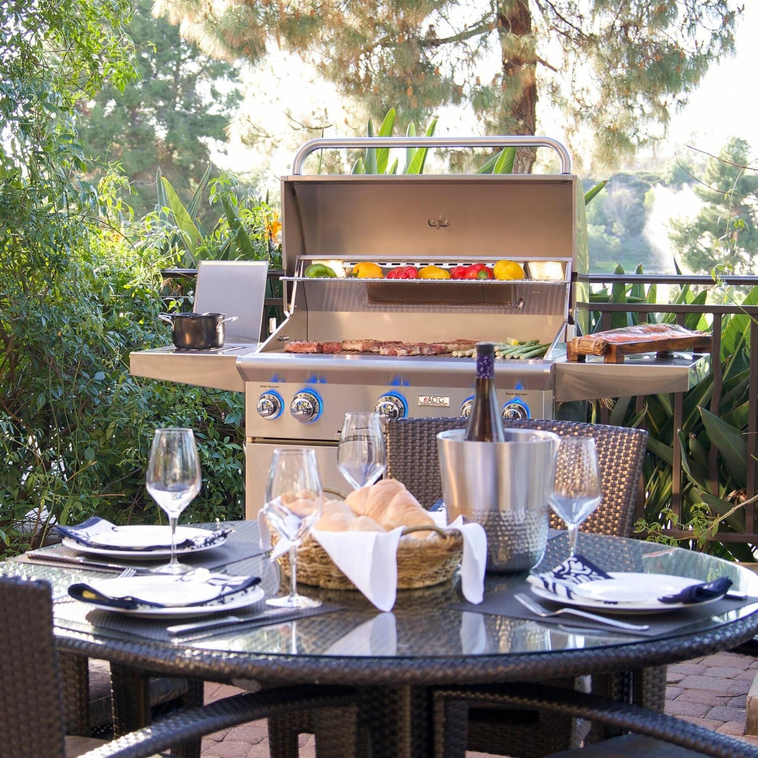 American Outdoor Grill: 30 AOG Grill on Cart. w/ Lights & Rotisserie & Side Burner - Image 12