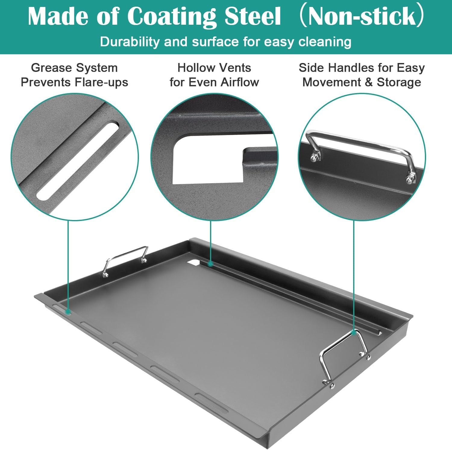 Full-Size Griddle Inserts for Weber Genesis 300 Gas Grill. Griddle for Weber Genesis 300 Series E-310 E-320 E-330 S-310 S-320 S-330 EP-310 EP-320 EP-330 CEP-310 CEP-330 Replace for Weber 7524 Grate*2 - Image 3