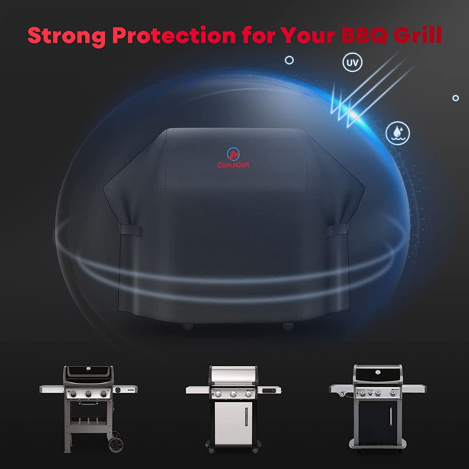 Comnova Grill Cover 55 Inch - 600D Bbq/Barbecue Gas Cover for Outdoor Grill Heavy Duty and Waterproof. Weber. Char-Broil. Nexgrill. Monument. Dyna-Glo. Brinkmann and More - Image 5
