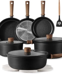 CAROTE Nonstick Pots and Pans. Induction Cookware Set 16Pcs Kitchen Cooking Sets. Pot and Pan Non Stick W/Frying Pan (PFOS. PFOA Free)