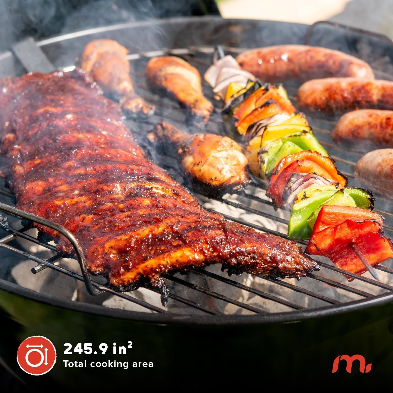 Premium Charcoal Grill. 18 Heavy Duty Charcoal Kettle Grill. Outdoor Cooking. Camping Patio. Backyard. Tailgating. Black - Image 4