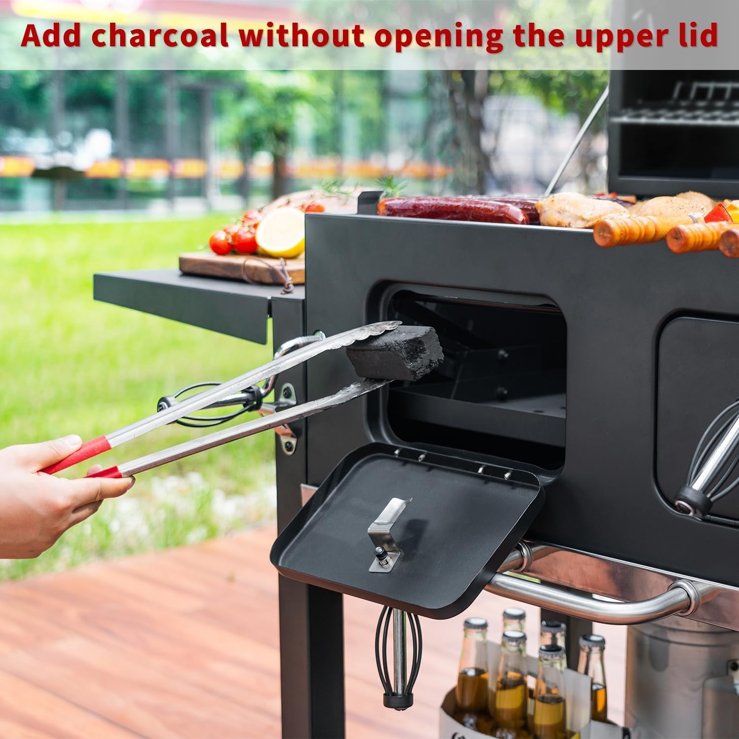 Charcoal Grill Outdoor BBQ Grill. Extra Large Cooking Area 794 Square Inches with Two Individual & Adjustable Charcoal Tray. Foldable Side Tables for Outdoor Cooking Backyard Camping Picnics by - Image 5