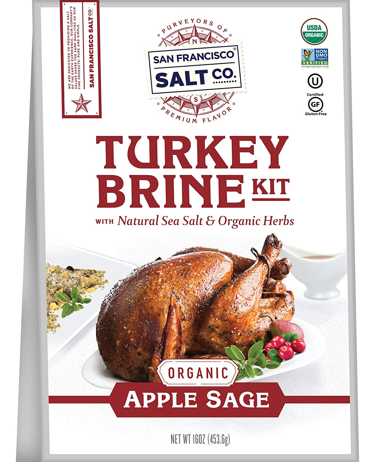 Organic Turkey Brine Kit - 16 Oz. Apple Sage with Brine Bag by San Francisco Salt Company