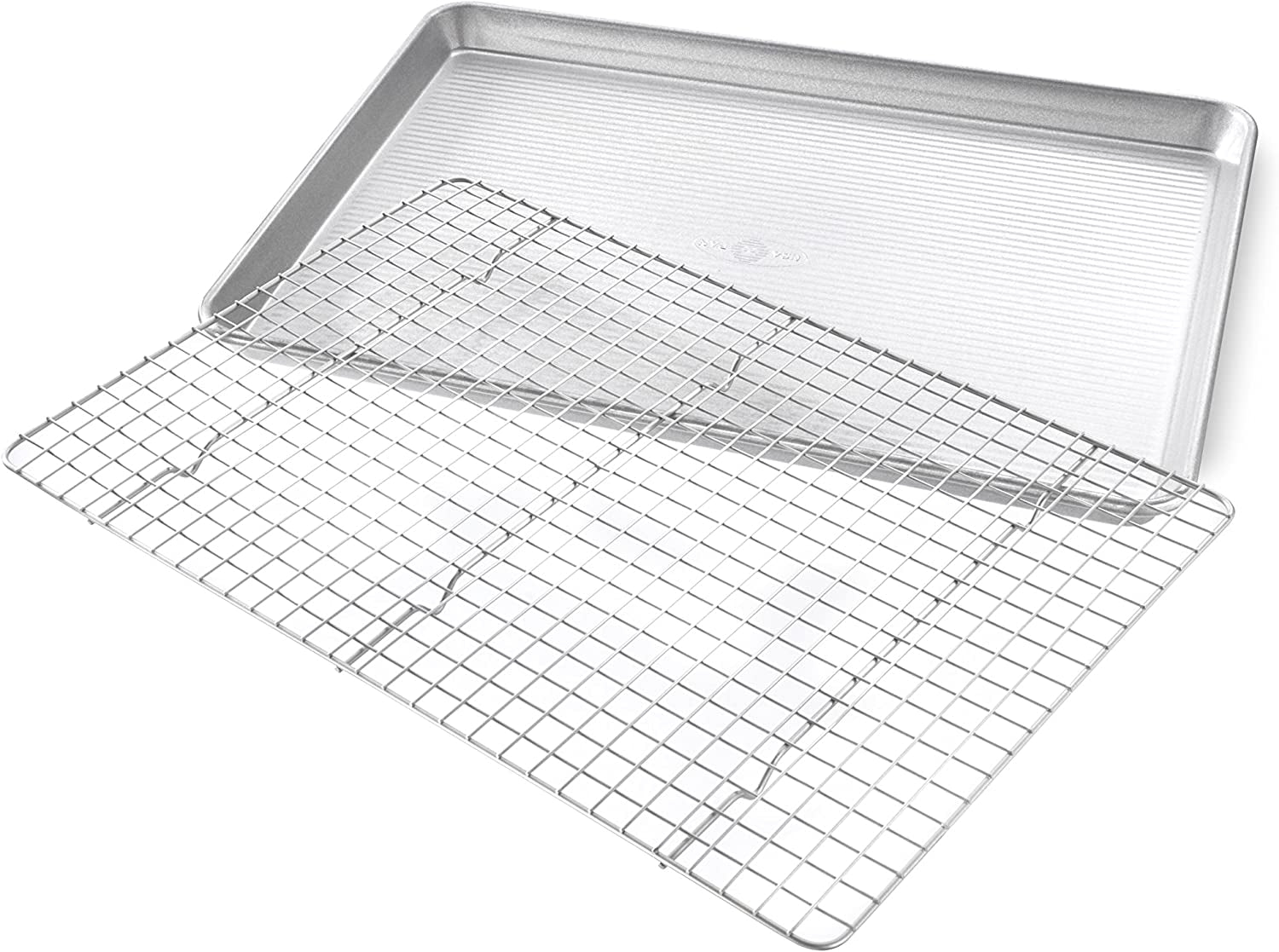 USA Pan Bakeware Half Sheet Baking Pan and Bakeable Nonstick and Cooling Rack Set. Metal - Image 2