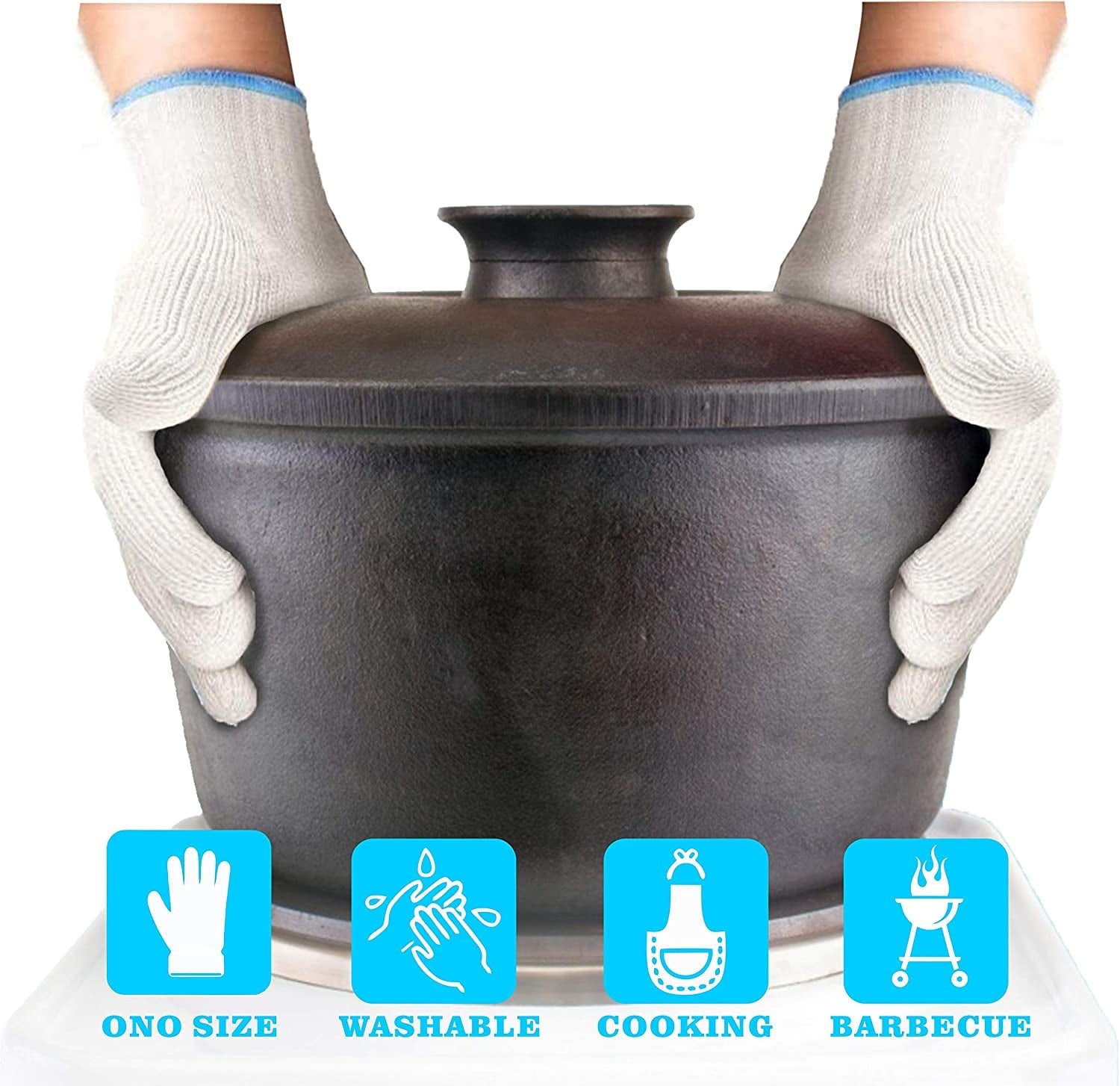 Heat Resistant Gloves - EN407 Certified 932°F Oven Gloves. Cut-Resistant Grill Gloves. Cooking Gloves for BBQ. Grilling. Baking. Cutting. Welding. Smoker Fireplace. 1 Pair (2 Pieces Set). White - Image 4