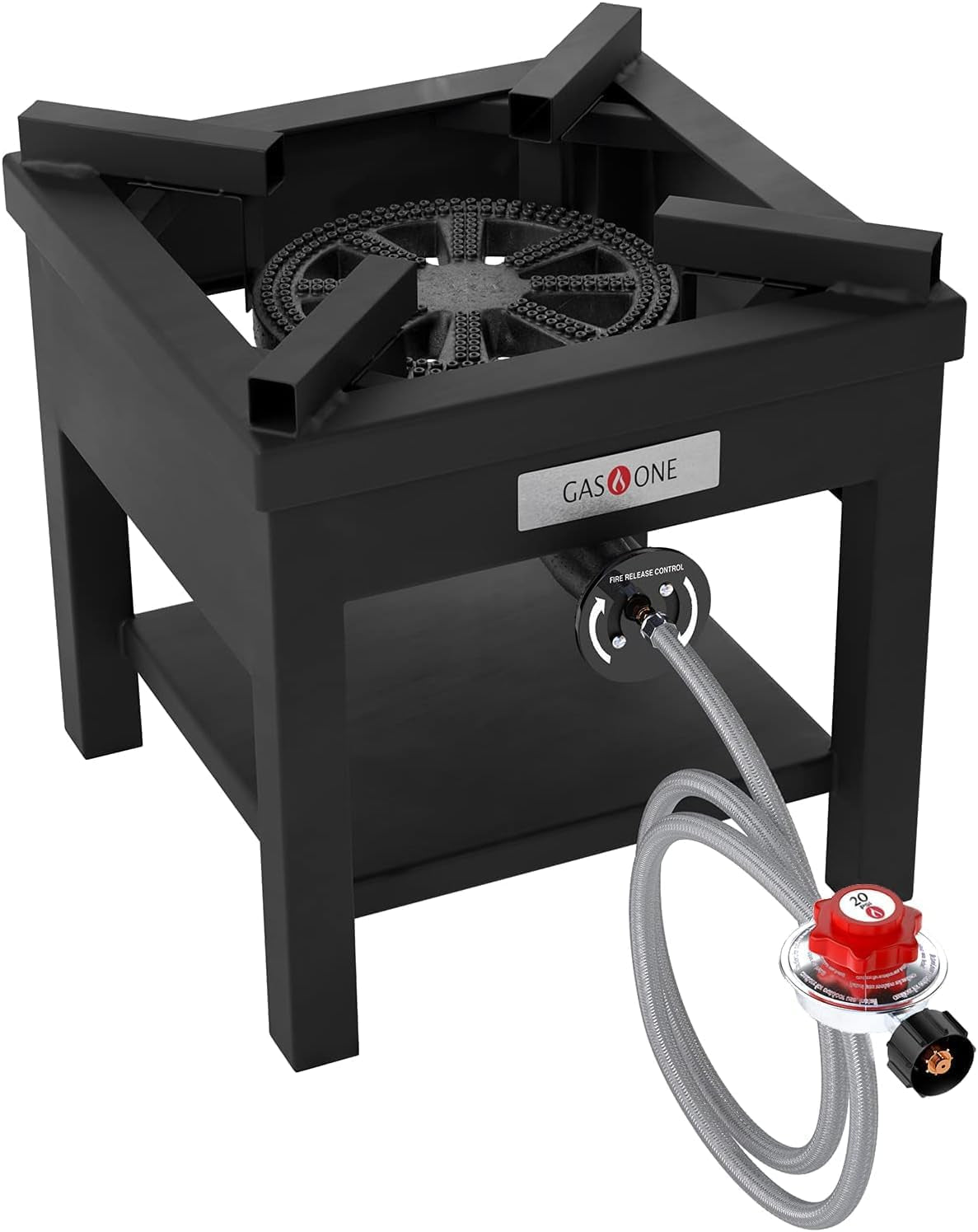 Gasone 275.000 BTU Propane Burner Cooker with Regulator with Steel Braided Hose for Outdoor Cooking. Turkey Fry