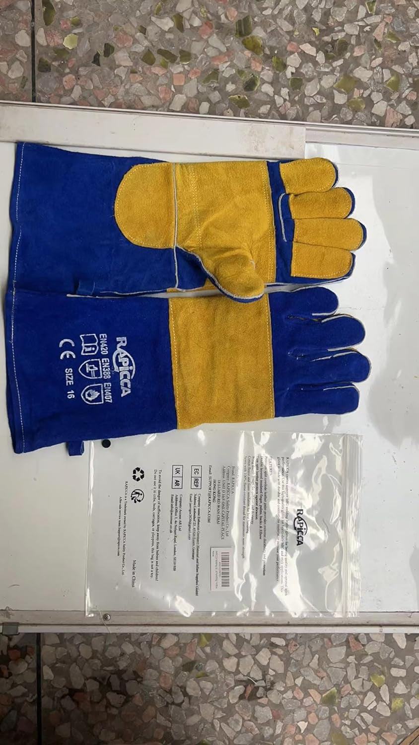 Welding Gloves Blue 16 Inches.932℉. Leather Forge/Mig/Stick Welding Gloves Heat/Fire Resistant. Mitts for Oven/Grill/Fireplace/Furnace/Stove/Pot Holder/Bbq/Animal Handling - Image 10