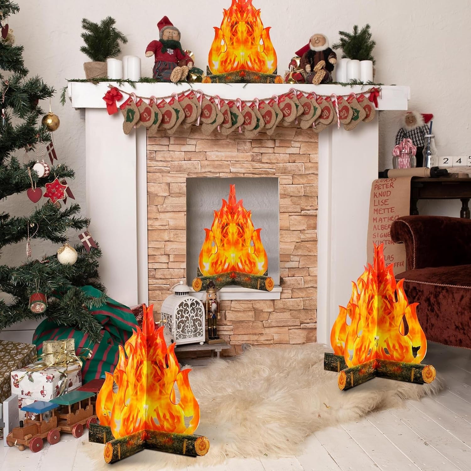 3D Decorative Cardboard Campfire Centerpiece Artificial Fire Fake Flame Paper Party Decorative Flame Torch (Gold Orange) - Image 7