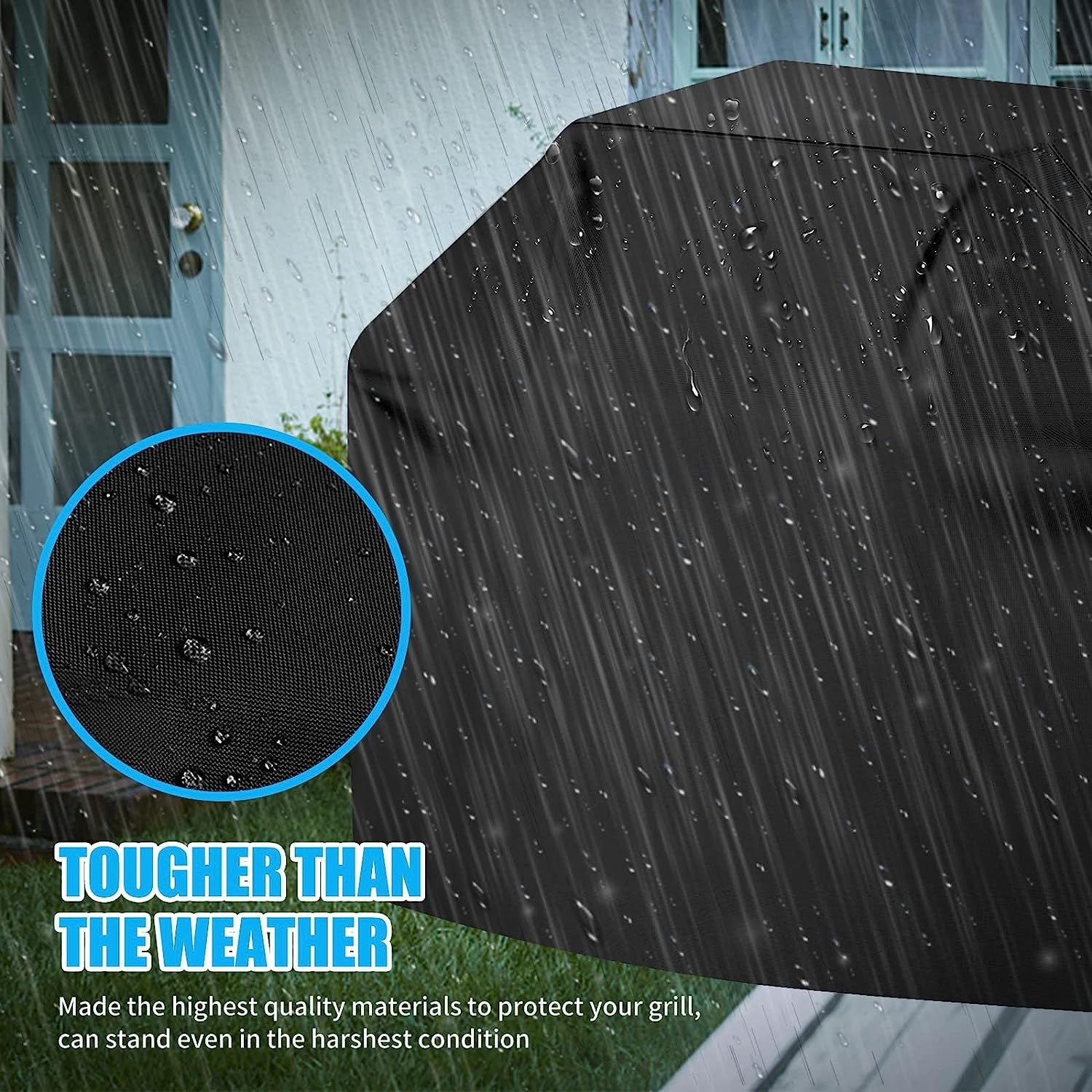 CUSSIOU Grill Cover BBQ Grill Cover 600D Heavy Duty Waterproof Gas Grill Cover. Barbecue Grill Covers for Weber. Brinkmann. Char Broil Grills Cover (59 L X 24 W X 46 H. Black) - Image 3