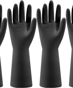 4 Pairs Rubber Kitchen Dishwashing Gloves - Reusable Household Cleaning Gloves for Washing Dishes and Cleaning Tasks. Flexible Durable and Non-Slip (Medium. Black)