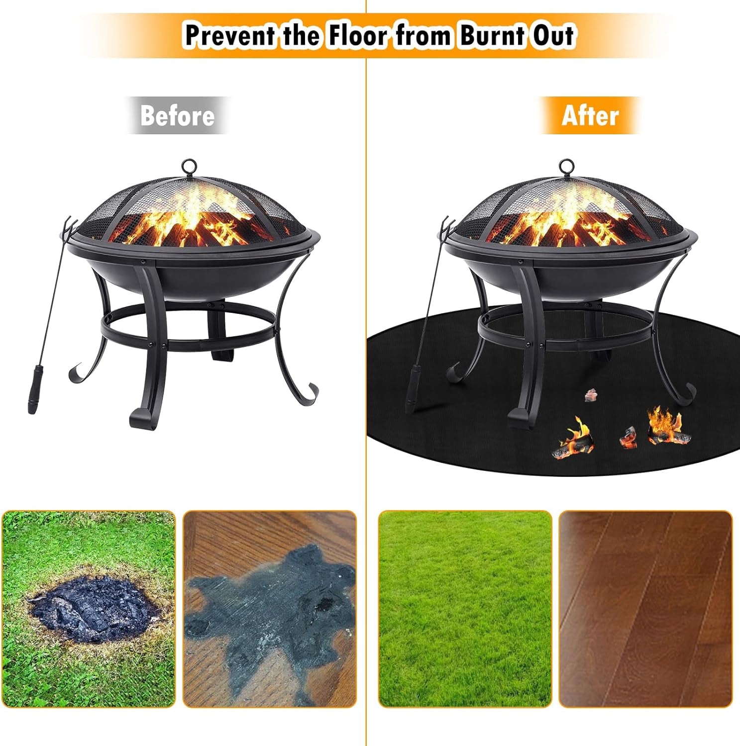40 round Fire Pit Mat 3-Layer Outdoor under Grill Mat Patio Deck Protector BBQ Mat.Fire Proof Pads for Solo Stove Bonfire under Fire Pit.Charcoal Grills.Griddles and Smokers - Image 6