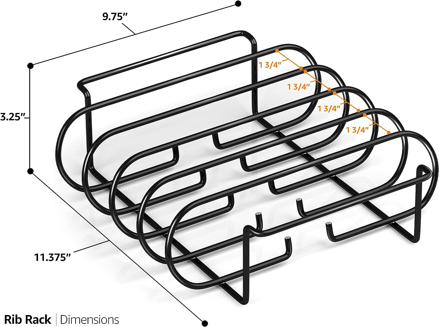 Sorbus® Non-Stick Rib Rack - Porcelain Coated Steel Roasting Stand – Holds 4 Rib Racks for Grilling & Barbecuing - Perfect BBQ Accessories for Smoker and Grill - Durable and Convenient Design (Black) - Image 5